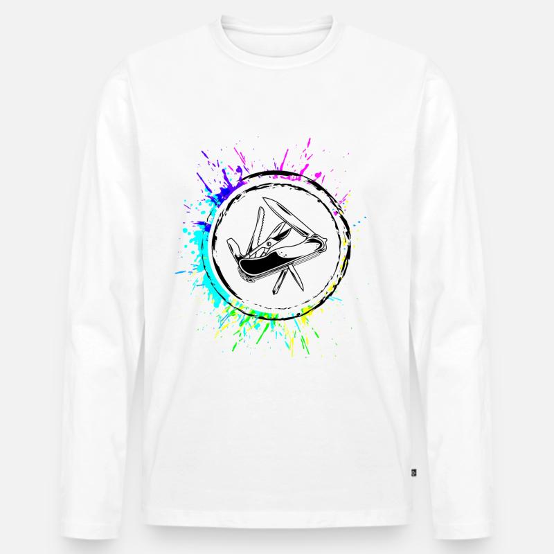 Taschenmesser Symbol - Männer Premium Bio Langarmshirt - Weiß