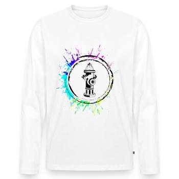 Icône de bouche d’incendie Brigade de pompiers - T-shirt manches longues Premium bio Homme - blanc - Devant - Nico (187cm)