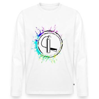 Icône d’extincteur Brigade de pompiers - T-shirt manches longues Premium bio Homme - blanc - Devant - Nico (187cm)
