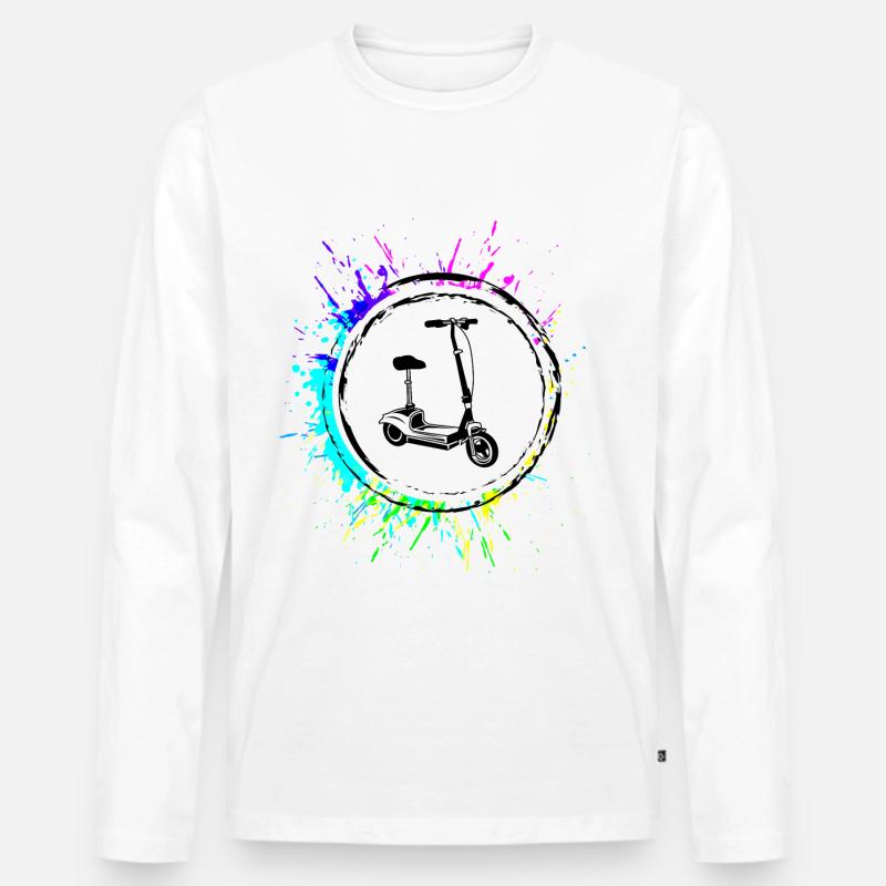 E-roller Icon E Scooter - Männer Premium Bio Langarmshirt - Weiß