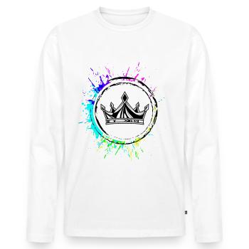 Icône de l’icône de la couronne - T-shirt manches longues Premium bio Homme - blanc - Devant - Nico (187cm)