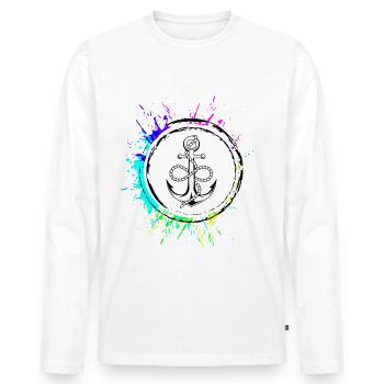 Anchor Icon - Men's Premium Organic Long Sleeve Shirt - white - Front - Nico (187cm)