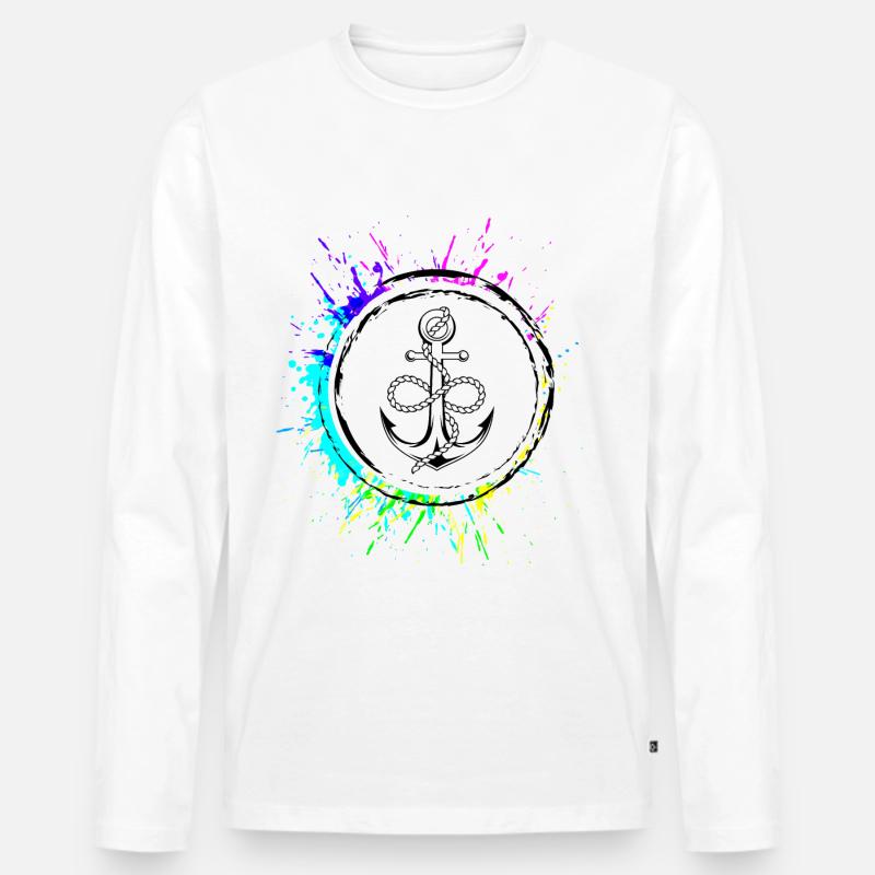 Anker Symbol - Männer Premium Bio Langarmshirt - Weiß