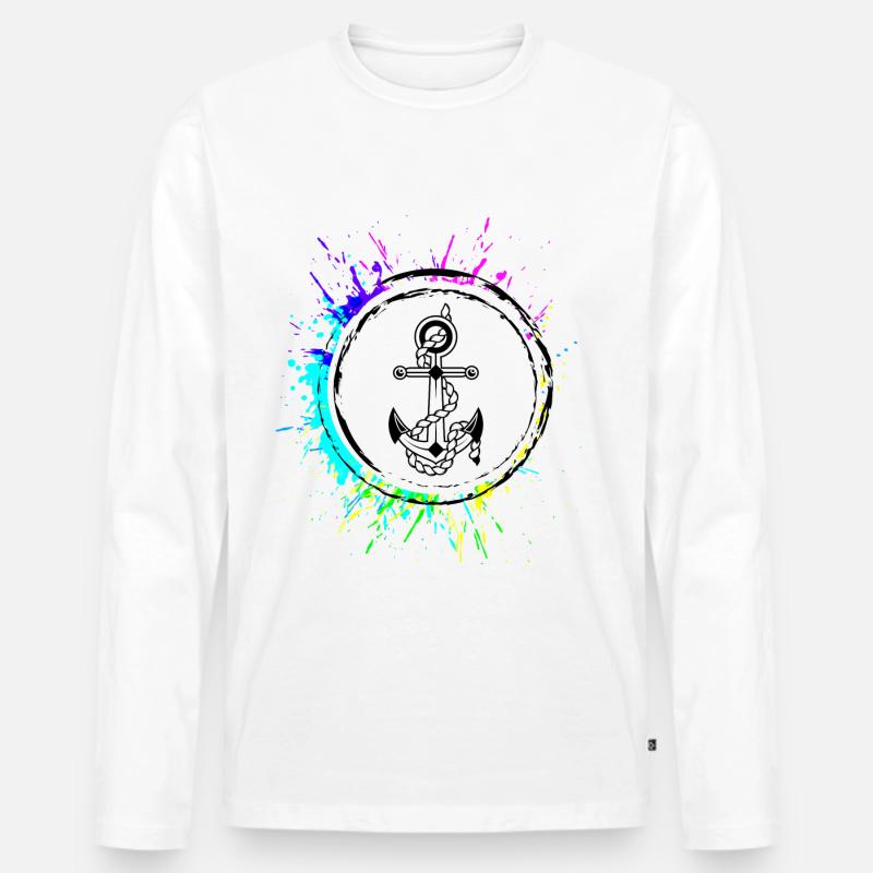 Anker Symbol Zeichen - Männer Premium Bio Langarmshirt - Weiß