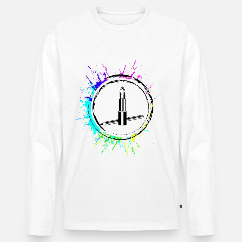 Make Up Kosmetik Icon - Männer Premium Bio Langarmshirt - Weiß