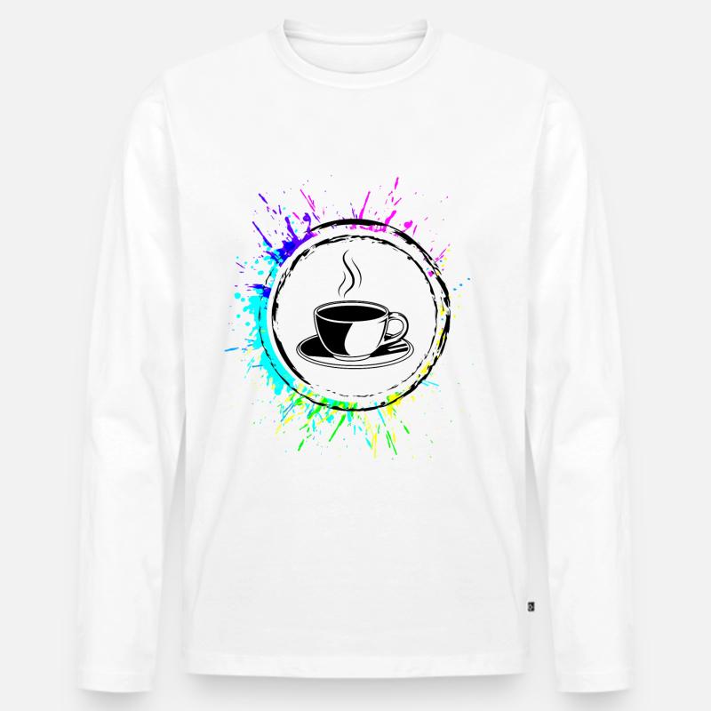 Kaffeetasse - Männer Premium Bio Langarmshirt - Weiß