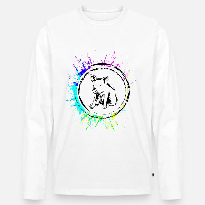 Schwein Tier - Männer Premium Bio Langarmshirt - Weiß