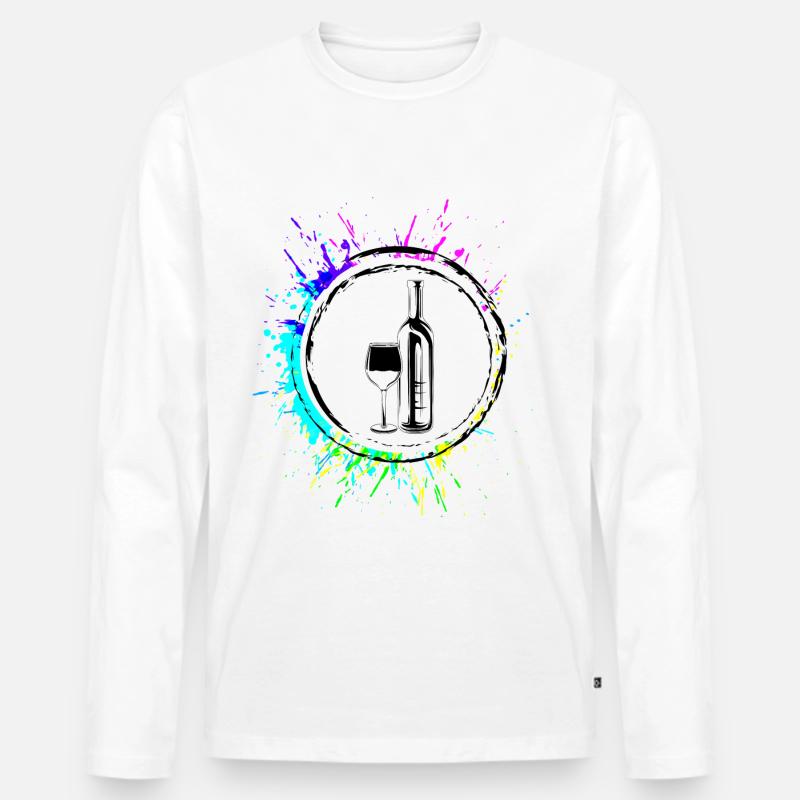 Wein Icon - Männer Premium Bio Langarmshirt - Weiß
