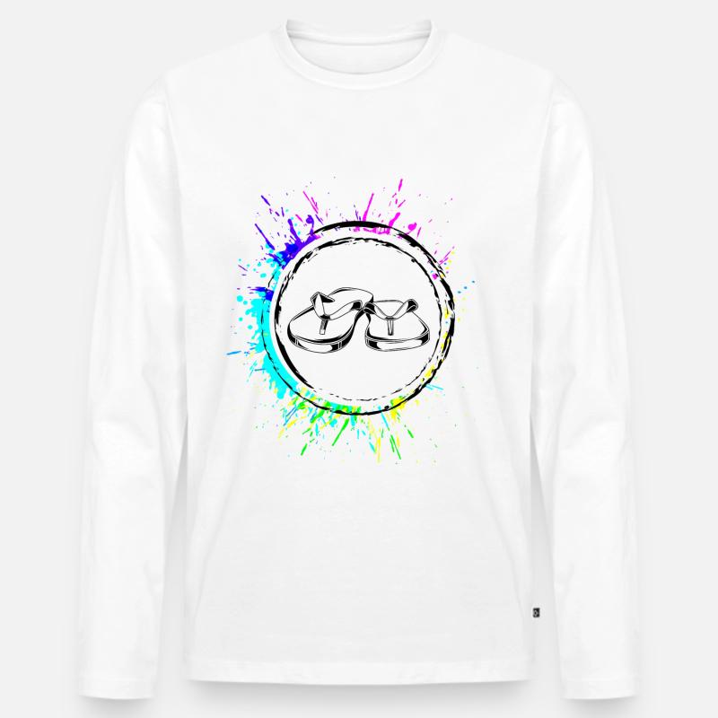 Badelatschen icon - Männer Premium Bio Langarmshirt - Weiß