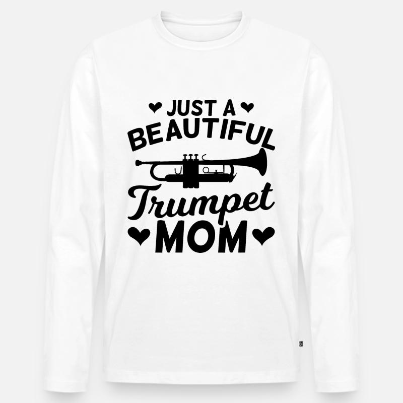 Trompeten Mutter - Männer Premium Bio Langarmshirt - Weiß