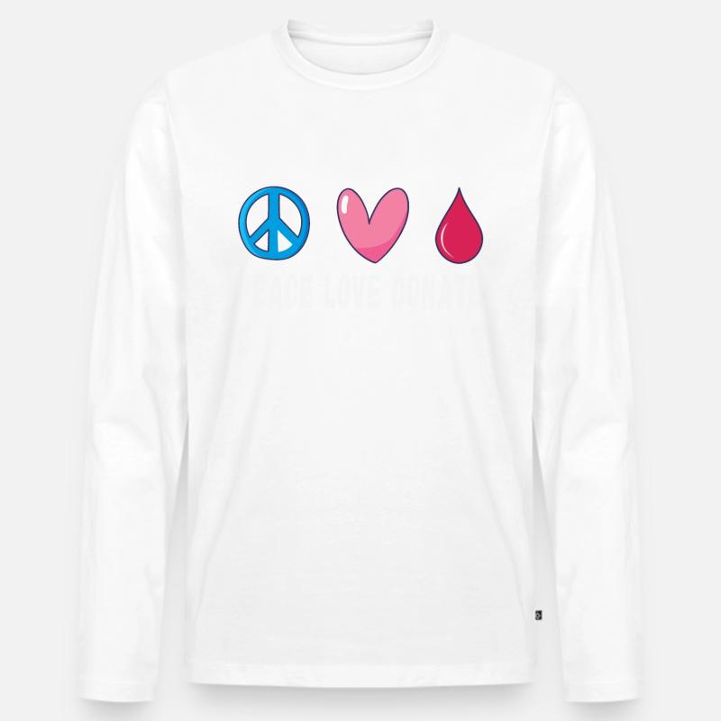 Friede Liebe Spende Blut - Männer Premium Bio Langarmshirt - undefined