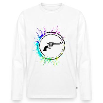 Weapon Icon Gun Colorful - Men's Premium Organic Long Sleeve Shirt - white - Front - Nico (187cm)
