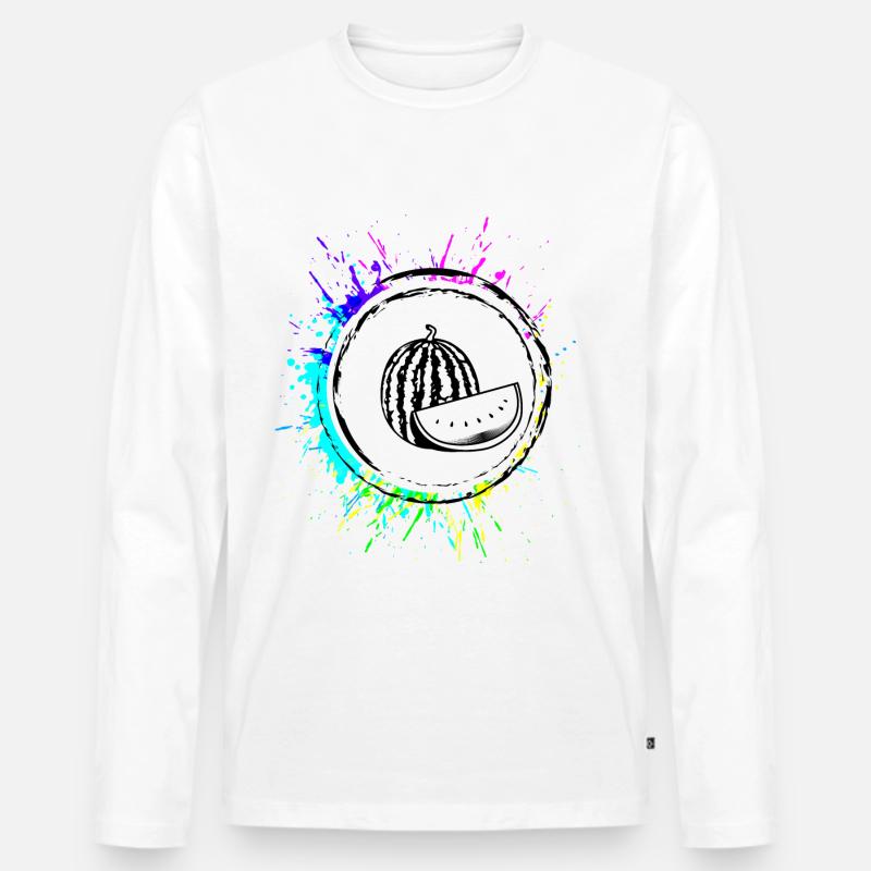 Melone Frucht Bunt - Männer Premium Bio Langarmshirt - Weiß