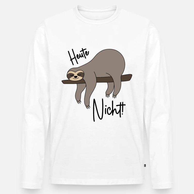 Faultier - Heute nicht - Männer Premium Bio Langarmshirt - Weiß