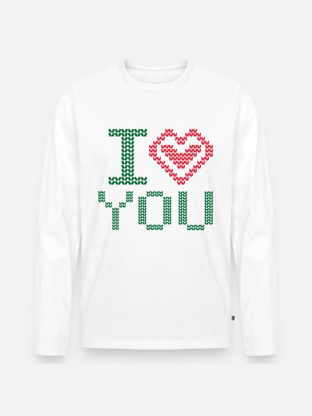 Je t’aime de cœur - T-shirt manches longues Premium bio Homme - blanc