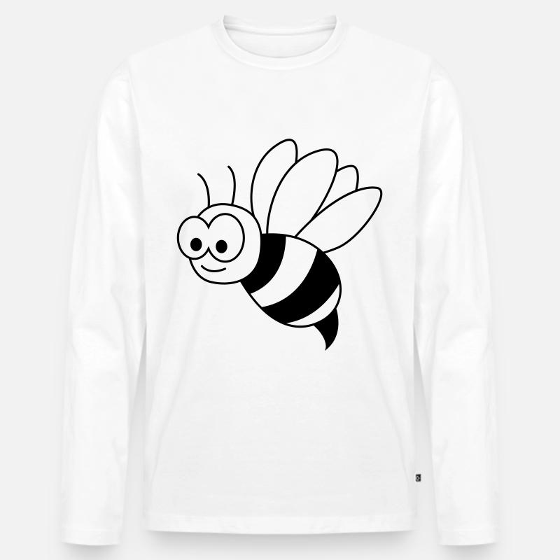 Honigbiene Comic Tier - Männer Premium Bio Langarmshirt - Weiß