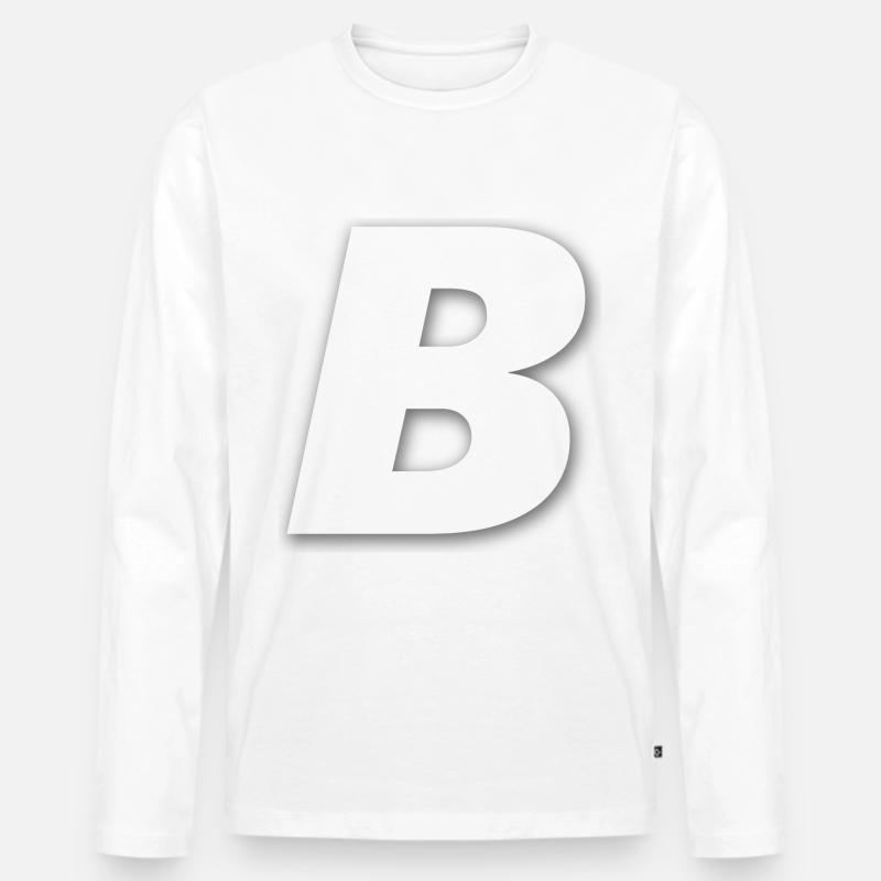 B - Männer Premium Bio Langarmshirt - Weiß
