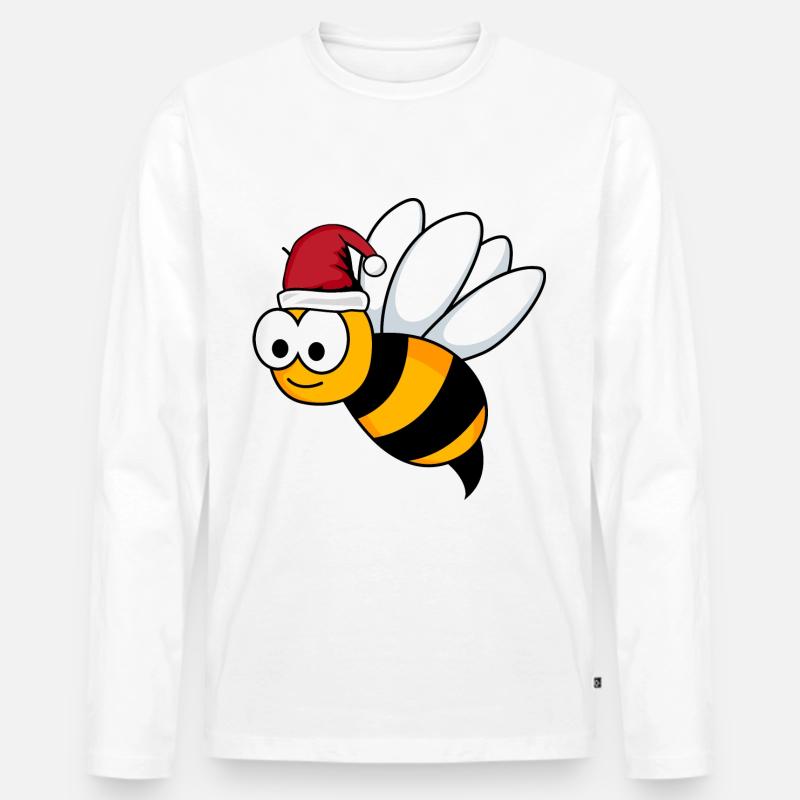 Honigbiene Comic Weihnachten - Männer Premium Bio Langarmshirt - Weiß