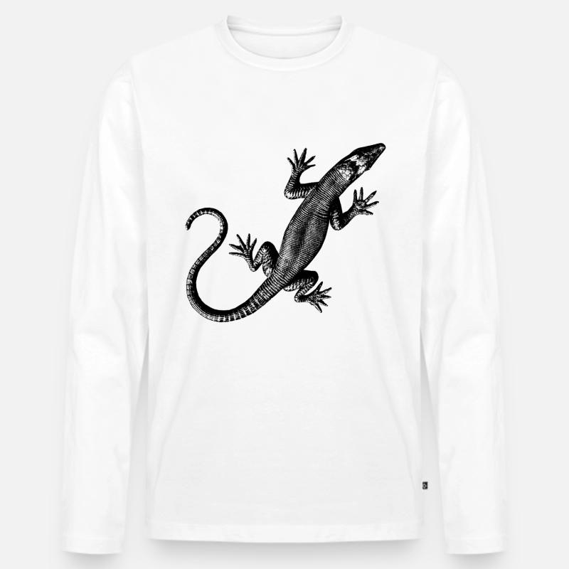 Grafik einer Eidechse - Männer Premium Bio Langarmshirt - Weiß