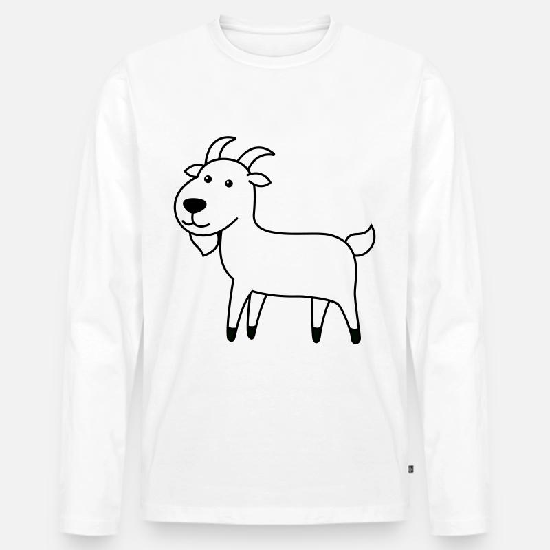 Bergziege Comic Tier - Männer Premium Bio Langarmshirt - Weiß