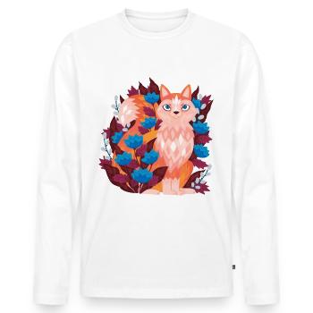 Fuchs in den Blumen T-Shirt - Männer Premium Bio Langarmshirt - Weiß - Vorne - Nico (187cm)