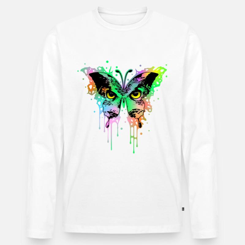 Eulenschmetterling 1 - Männer Premium Bio Langarmshirt - Weiß