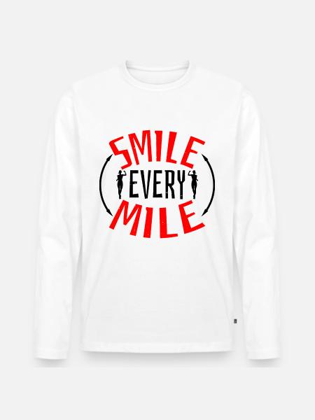 Smile Every Mile 4 - Männer Premium Bio Langarmshirt - Weiß