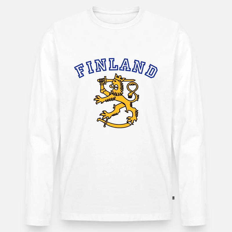 Finnland - Männer Premium Bio Langarmshirt - Weiß