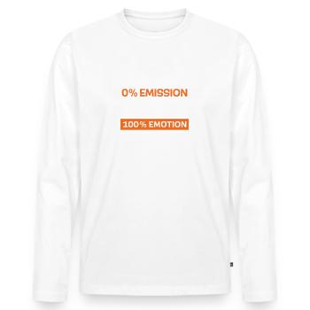 0% emission 100% emotion - Men's Premium Organic Long Sleeve Shirt - white - Front - Nico (187cm)