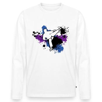 Karaté Temps Libre Cadeau Karatéka Sport de Combat - T-shirt manches longues Premium bio Homme - blanc - Devant - Nico (187cm)