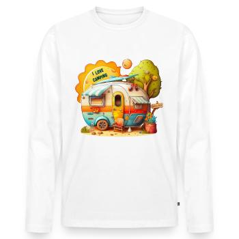 Le camping est amusant - T-shirt manches longues Premium bio Homme - blanc - Devant - Nico (187cm)