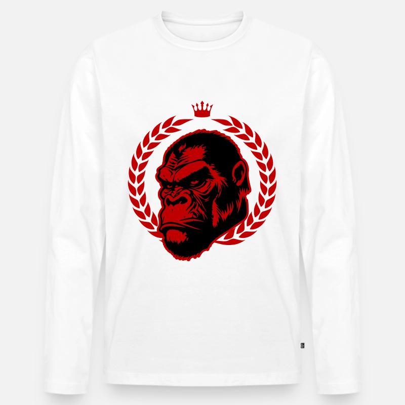 Gorilla Kopf - Männer Premium Bio Langarmshirt - Weiß