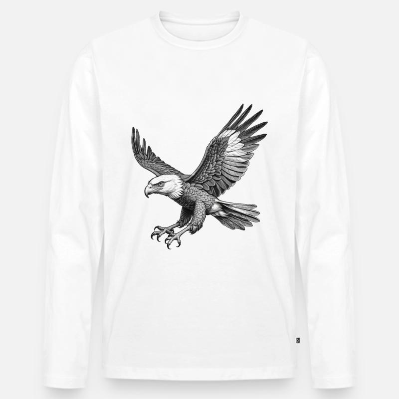 Flying Eagle, Graphic - Men's Premium Organic Long Sleeve Shirt - white