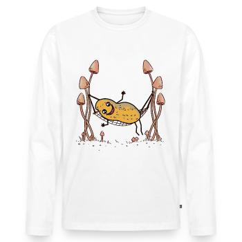 Cacahuètes Cacahuètes Hamac Chill Écrou suspendu - T-shirt manches longues Premium bio Homme - blanc - Devant - Nico (187cm)