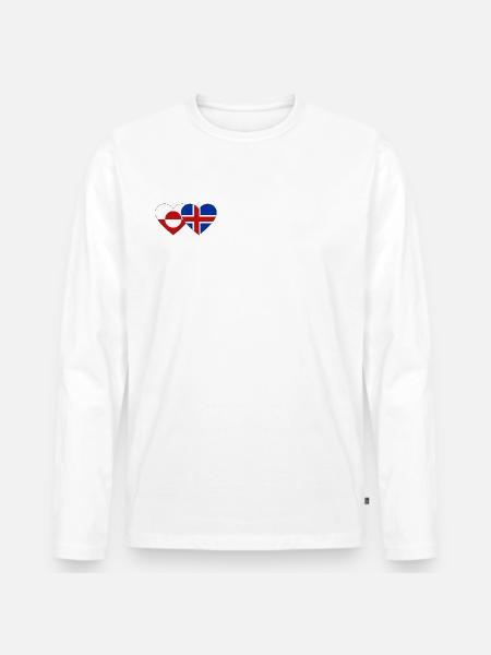 Greenland Denmark Flag Heart - Men's Premium Organic Long Sleeve Shirt - white