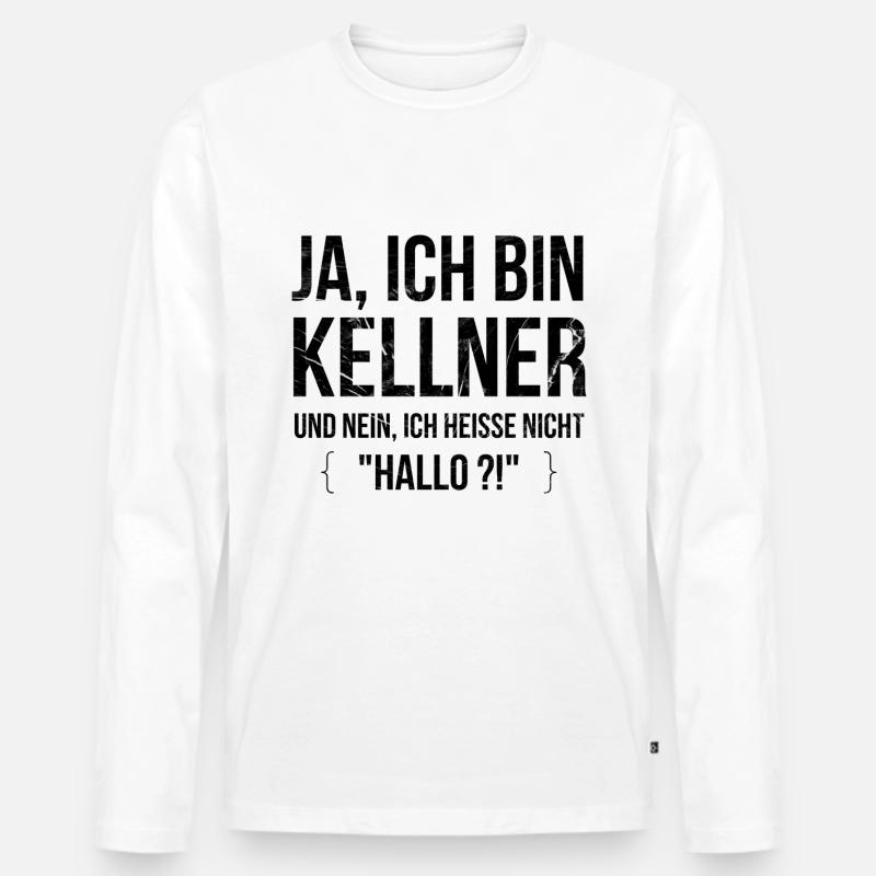 Kellner - Männer Premium Bio Langarmshirt - Weiß