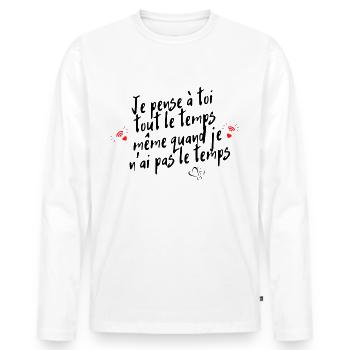 CITATION D'AMOUR T-SHIRT - T-shirt manches longues Premium bio Homme - blanc - Devant - Nico (187cm)
