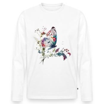 Delicate butterfly - Men's Premium Organic Long Sleeve Shirt - white - Front - Nico (187cm)
