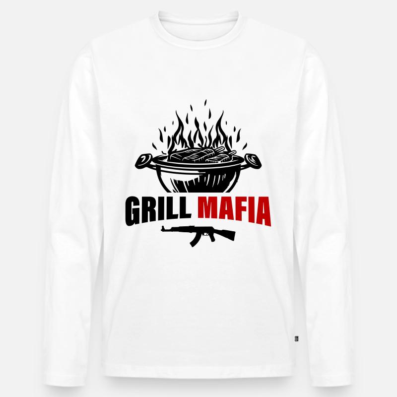 Grill Mafia - Männer Premium Bio Langarmshirt - Weiß