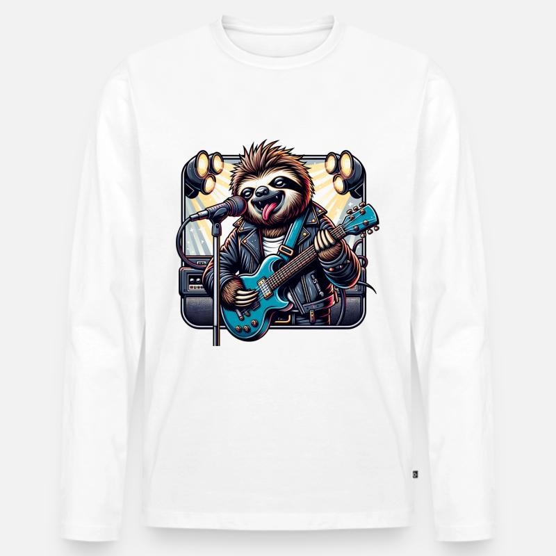 Lustiges Faultier Mit Gitarre - Männer Premium Bio Langarmshirt - undefined