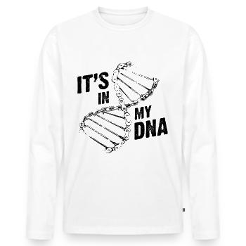 Es ist in meiner DNA - - Männer Premium Bio Langarmshirt - Weiß - Vorne - Nico (187cm)