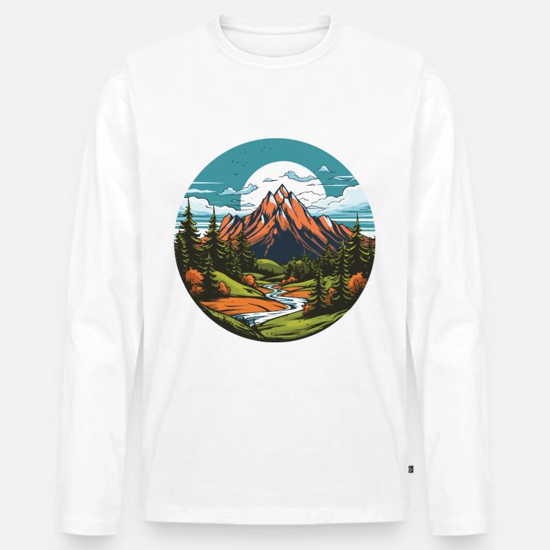 Berge Landschaft Kreis - Männer Premium Bio Langarmshirt - Weiß