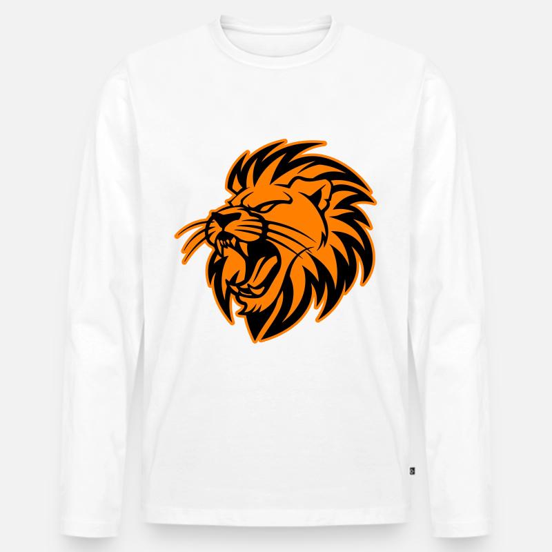 Löwenkopf Symbol Löwe - Männer Premium Bio Langarmshirt - Weiß