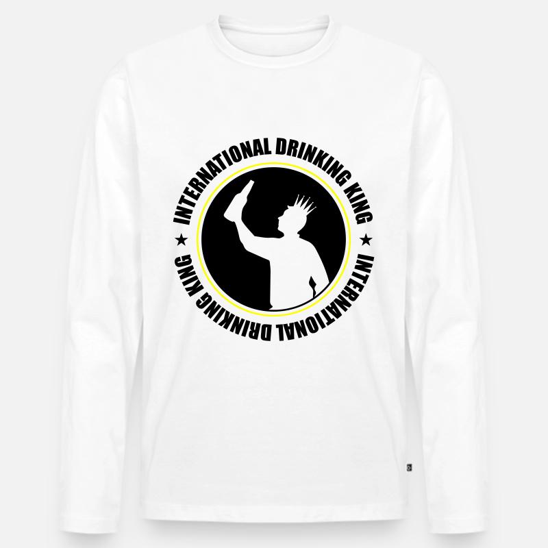 Drinking King Party Spruch - Männer Premium Bio Langarmshirt - Weiß