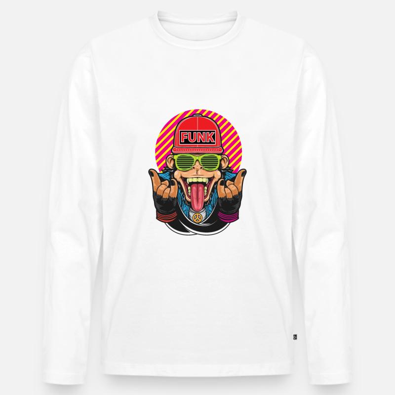 Funky Affe - Männer Premium Bio Langarmshirt - Weiß