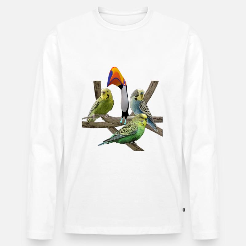 Wellensittiche - Männer Premium Bio Langarmshirt - Weiß