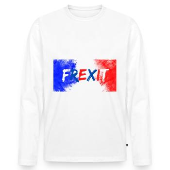 Frexit t-shirt UPR Patriotes - T-shirt manches longues Premium bio Homme - blanc - Devant - Nico (187cm)