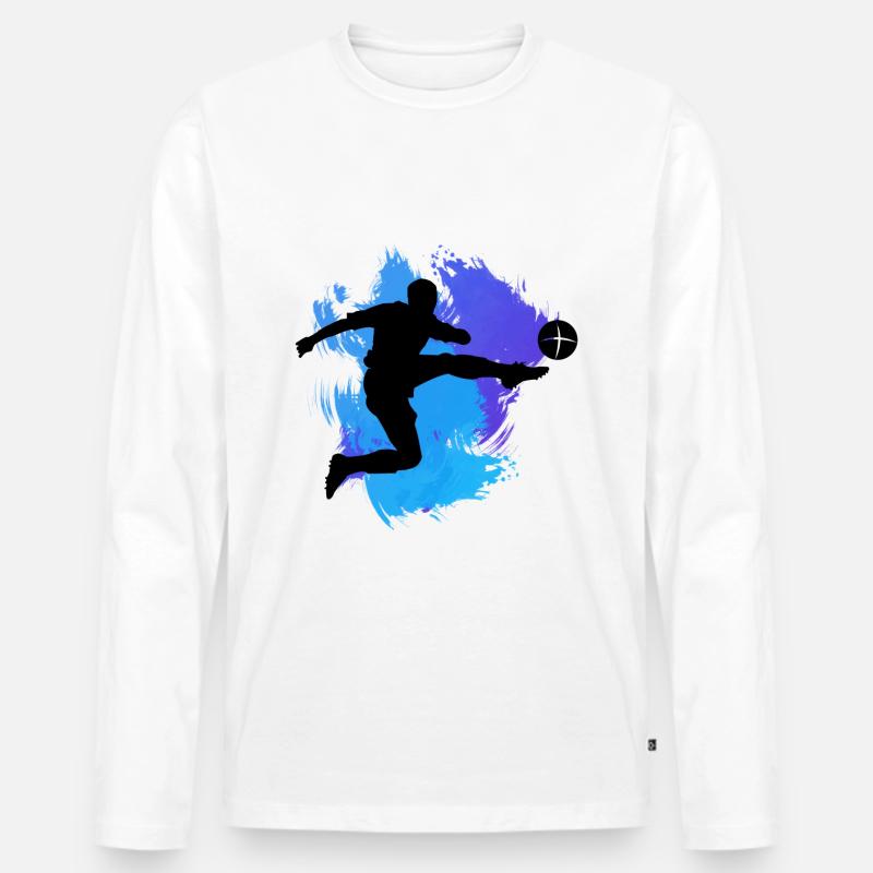 Fußball - Männer Premium Bio Langarmshirt - Weiß