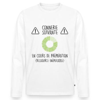 Connerie suivante téléchargement - T-shirt manches longues Premium bio Homme - blanc - Devant - Nico (187cm)