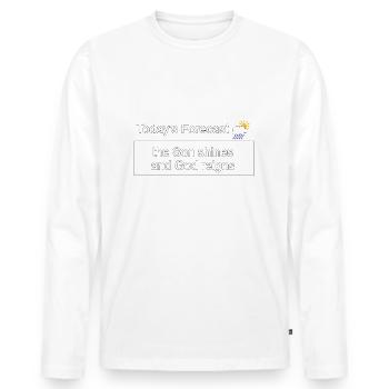 Christian Design Heutige Prognose - Männer Premium Bio Langarmshirt - Weiß - Vorne - Nico (187cm)